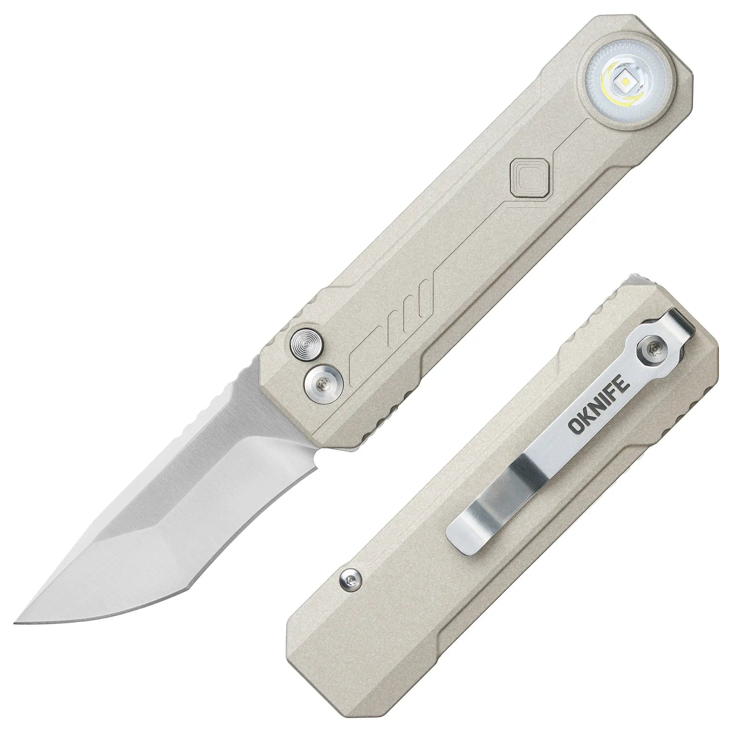 OKNIFE LK 2-In-1 Pocket Knife & EDC Gear - M390 Blade, USB-C Rechargeable Flashlight, Compact Utility Tool for Home, Camping, Pocket Knives