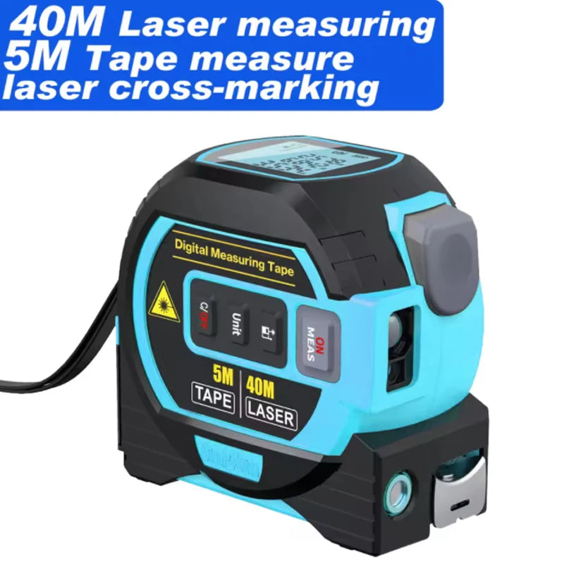 3-In-1 Laser Rangefinder Tape Measure with LCD Display Backlight Rangefinder Building Measurement Device, Christmas Gift