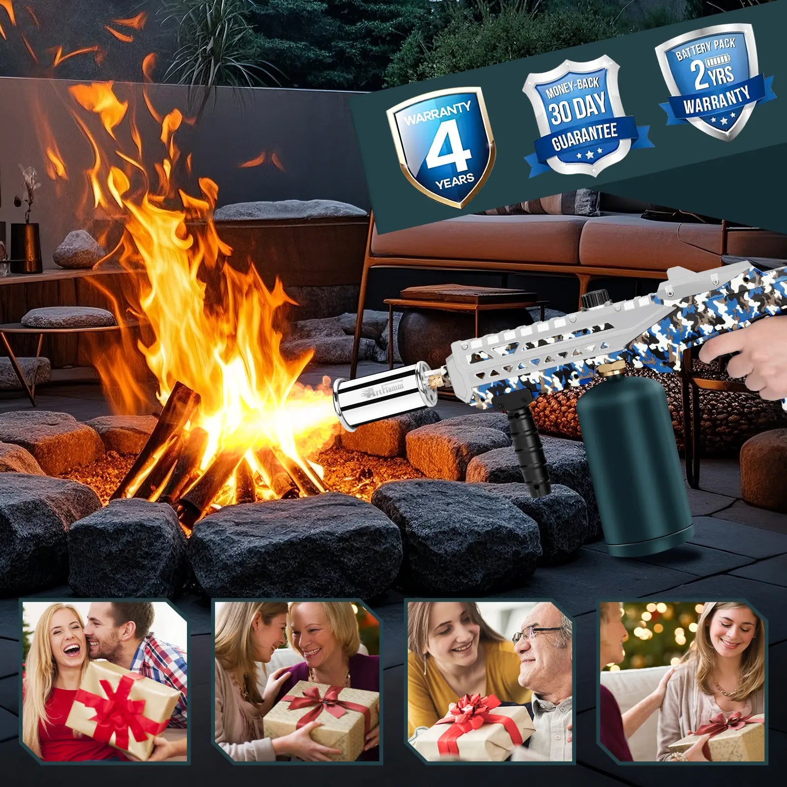 【Dealsforyoudays】Artflamm Powerful Propane Torch, Multi-Use Torch with Adjustable Flame, Blow Torch for Campfire, Fire Pit Starter, Fun Gift (Propane Tank Not Included)
