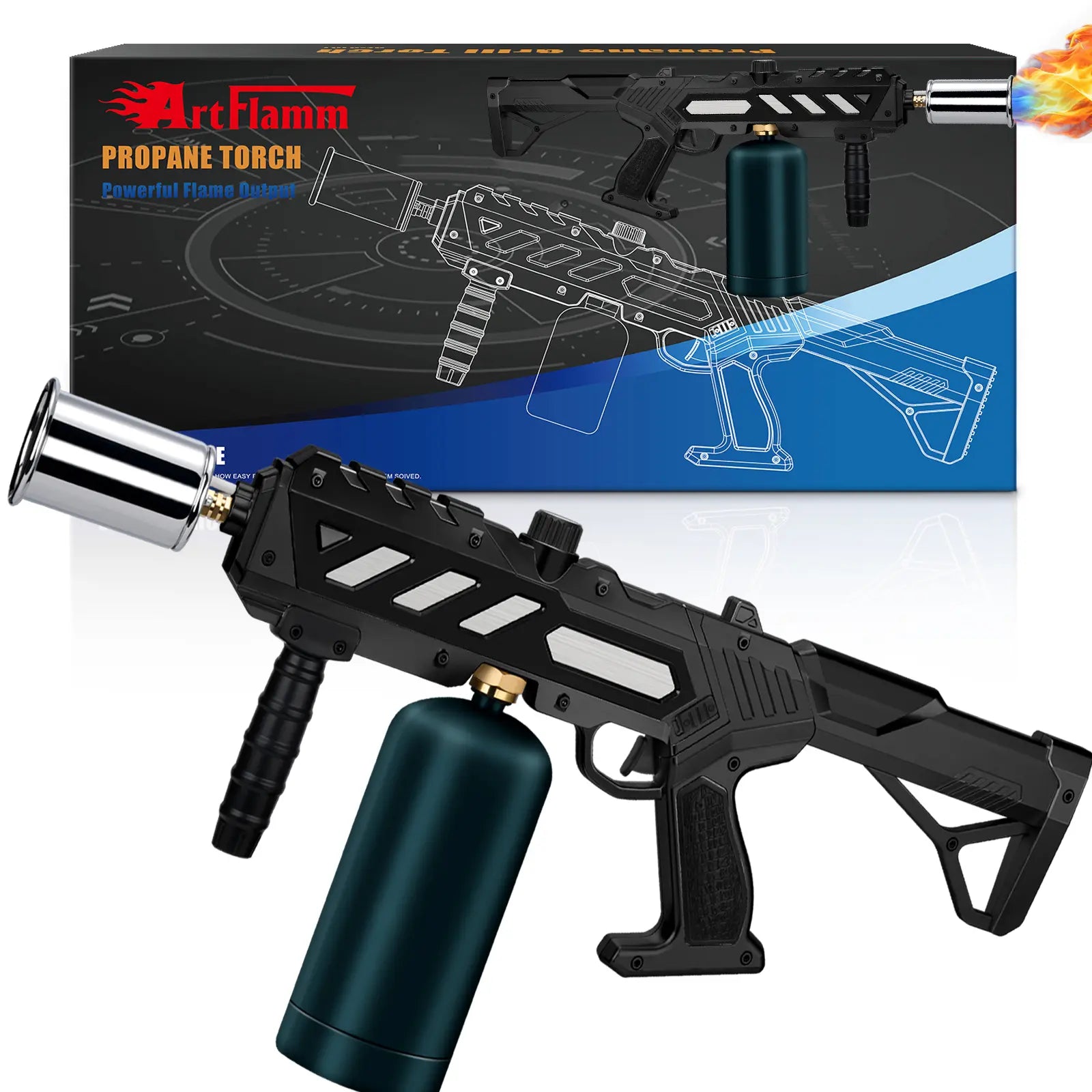 【Dealsforyoudays】Artflamm Powerful Propane Torch, Multi-Use Torch with Adjustable Flame, Blow Torch for Campfire, Fire Pit Starter, Fun Gift (Propane Tank Not Included)