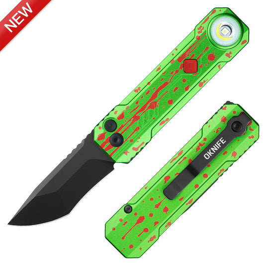 OKNIFE LK 2-In-1 Pocket Knife & EDC Gear - M390 Blade, USB-C Rechargeable Flashlight, Compact Utility Tool for Home, Camping, Pocket Knives
