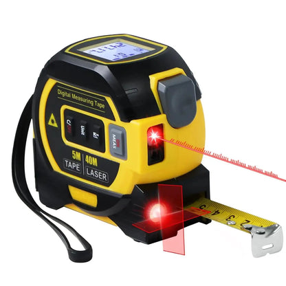 3-In-1 Laser Rangefinder Tape Measure with LCD Display Backlight Rangefinder Building Measurement Device, Christmas Gift