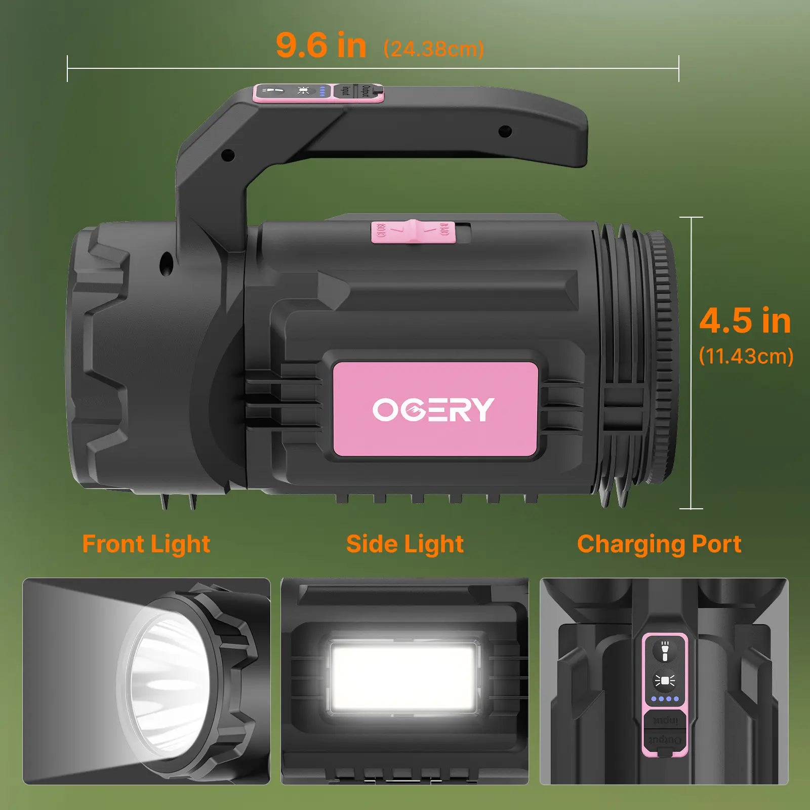 OGERY Rechargeable Flashlight, Multi-Tool Camping Lantern with 983LM, 9000 Mah Portable LED Camping Spotlight for Camping Emergency, Outdoor Hiking