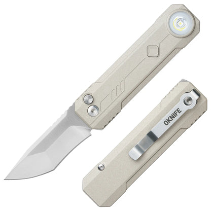 OKNIFE LK 2-In-1 Pocket Knife & EDC Gear - M390 Blade, USB-C Rechargeable Flashlight, Compact Utility Tool for Home, Camping, Pocket Knives