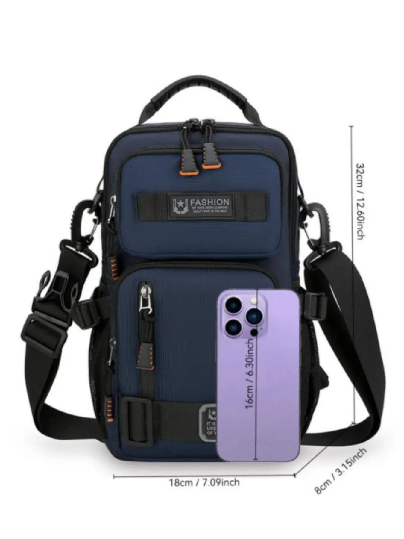 Men'S Large Capacity Multi-Pocket Chest Bag, Fashionable Single Shoulder Crossbody Pack, Lightweight Travel Sports Pouch for Daily Use
