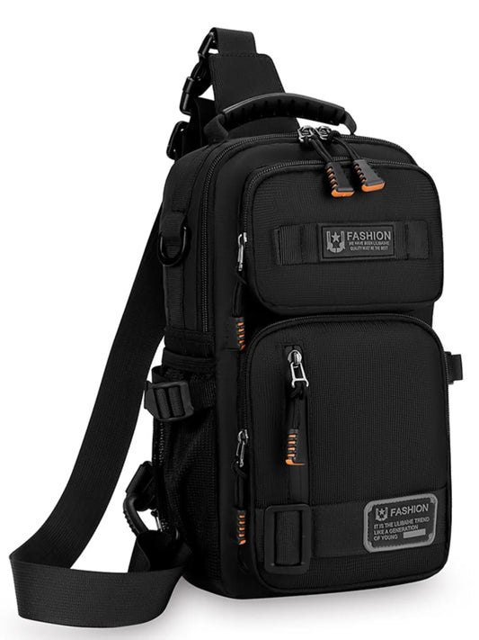 Men'S Large Capacity Multi-Pocket Chest Bag, Fashionable Single Shoulder Crossbody Pack, Lightweight Travel Sports Pouch for Daily Use