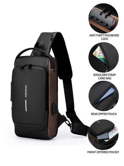 Men'S Large Capacity Multi-Pocket Chest Bag, Fashionable Single Shoulder Crossbody Pack, Lightweight Travel Sports Pouch for Daily Use