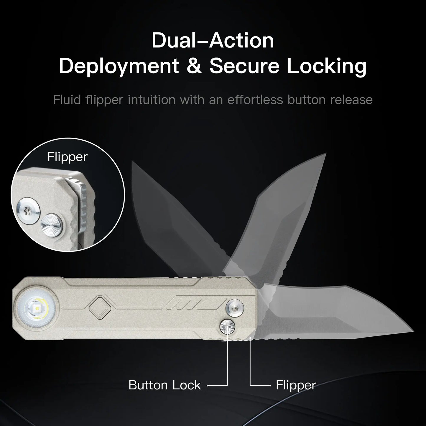OKNIFE LK 2-In-1 Pocket Knife & EDC Gear - M390 Blade, USB-C Rechargeable Flashlight, Compact Utility Tool for Home, Camping, Pocket Knives
