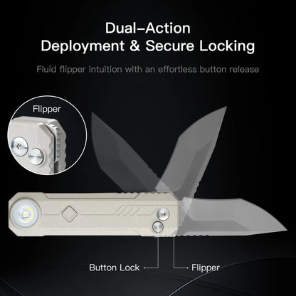 OKNIFE LK 2-In-1 Pocket Knife & EDC Gear - M390 Blade, USB-C Rechargeable Flashlight, Compact Utility Tool for Home, Camping, Pocket Knives
