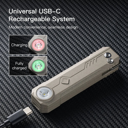 OKNIFE LK 2-In-1 Pocket Knife & EDC Gear - M390 Blade, USB-C Rechargeable Flashlight, Compact Utility Tool for Home, Camping, Pocket Knives