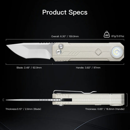 OKNIFE LK 2-In-1 Pocket Knife & EDC Gear - M390 Blade, USB-C Rechargeable Flashlight, Compact Utility Tool for Home, Camping, Pocket Knives