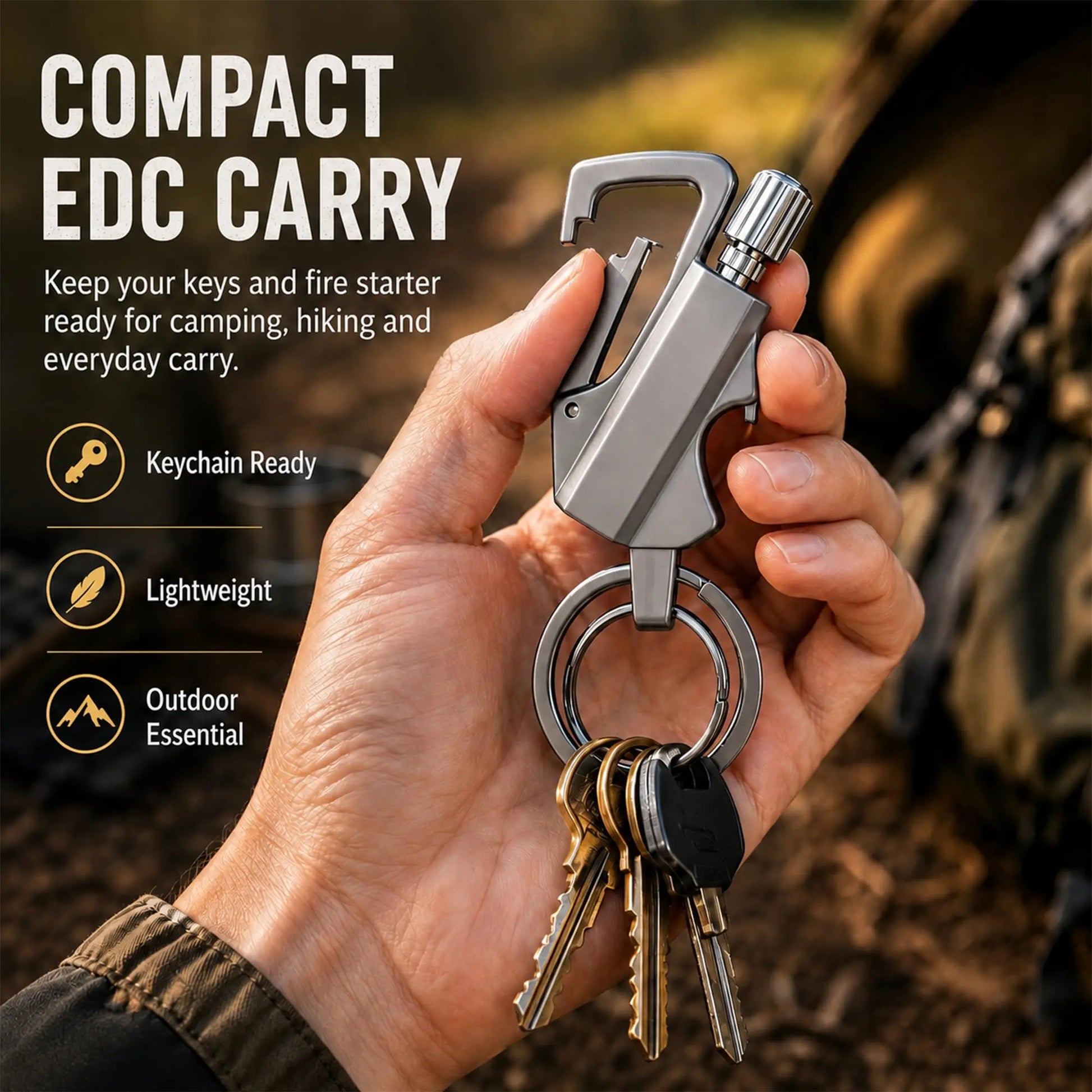 （Not Include Lighter Fluid) Keychain Lighter, Reusable, Multi Keychain, Bottle Opener, Waterproof, Portable-Great for Kitchen, Camping, Hiking, BBQ, Survival, Lighting Adventures,Father'S Day Gifts, Boyfriend Gifts, Utensils, Refillable