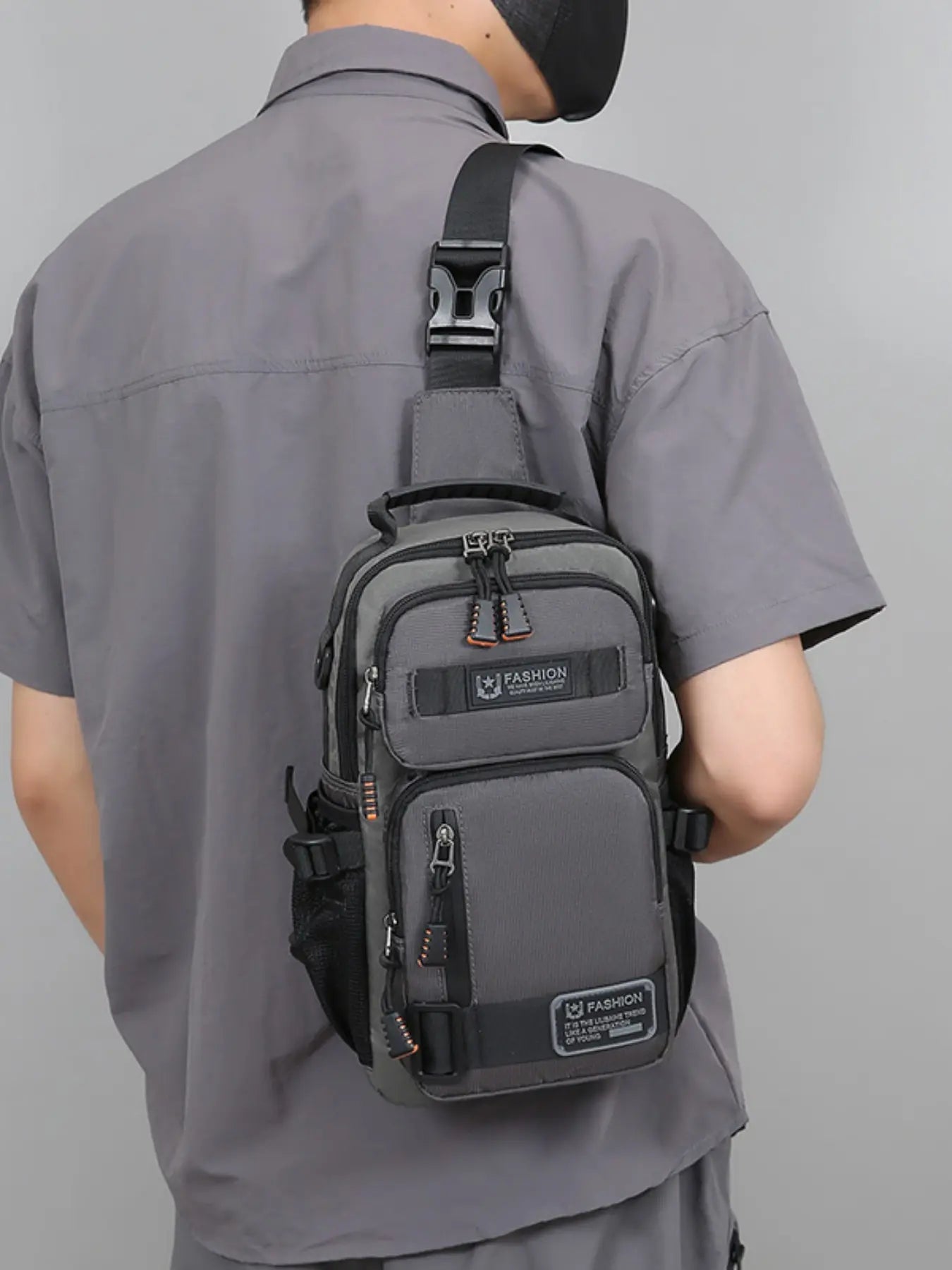 Men'S Large Capacity Multi-Pocket Chest Bag, Fashionable Single Shoulder Crossbody Pack, Lightweight Travel Sports Pouch for Daily Use