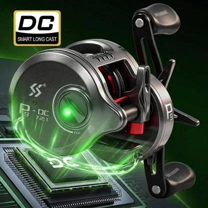 Round Baitcasting Fishing Reel Ultralight 5+1BB 7.2:1 Gear Ratio B DC Baitcaster Reel Smooth and Sensitive Trolling Fishing Reel for Freshwater Saltwater Fishing