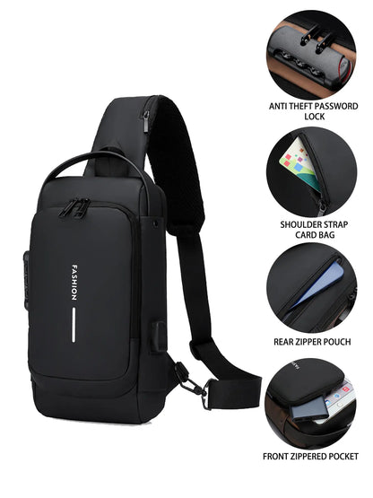 Men'S Large Capacity Multi-Pocket Chest Bag, Fashionable Single Shoulder Crossbody Pack, Lightweight Travel Sports Pouch for Daily Use