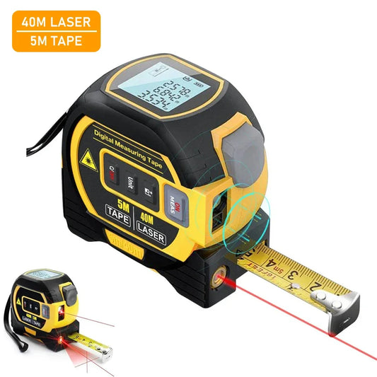 3-In-1 Laser Rangefinder Tape Measure with LCD Display Backlight Rangefinder Building Measurement Device, Christmas Gift