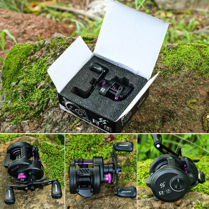 Round Baitcasting Fishing Reel Ultralight 5+1BB 7.2:1 Gear Ratio B DC Baitcaster Reel Smooth and Sensitive Trolling Fishing Reel for Freshwater Saltwater Fishing