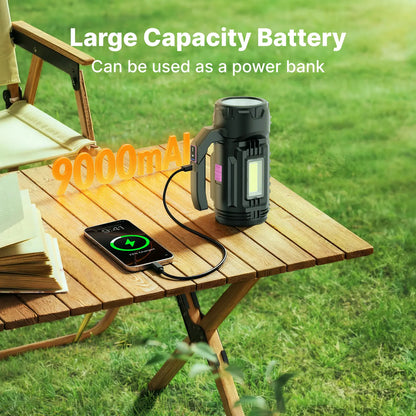 OGERY Rechargeable Flashlight, Multi-Tool Camping Lantern with 983LM, 9000 Mah Portable LED Camping Spotlight for Camping Emergency, Outdoor Hiking