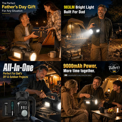 OGERY Rechargeable Flashlight, Multi-Tool Camping Lantern with 983LM, 9000 Mah Portable LED Camping Spotlight for Camping Emergency, Outdoor Hiking