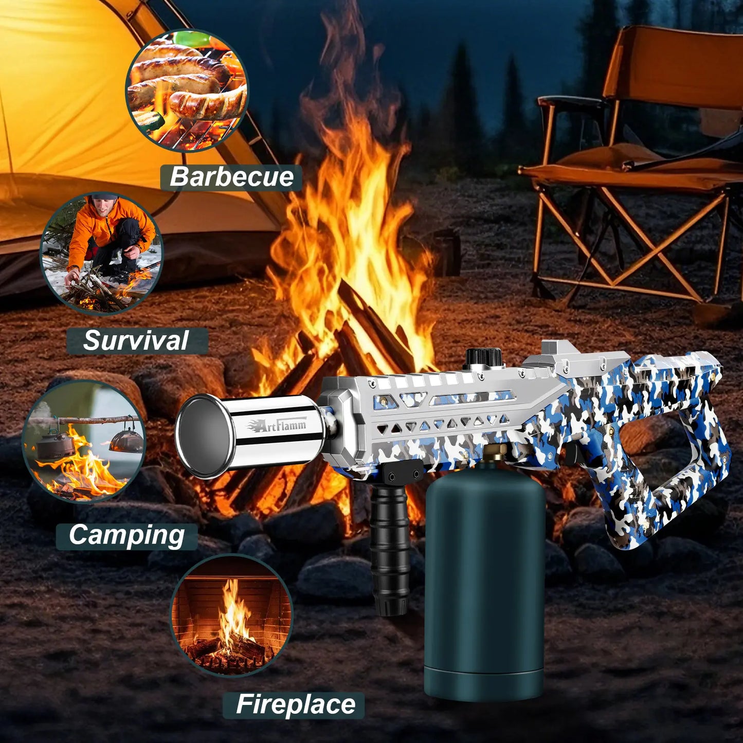 【Dealsforyoudays】Artflamm Powerful Propane Torch, Multi-Use Torch with Adjustable Flame, Blow Torch for Campfire, Fire Pit Starter, Fun Gift (Propane Tank Not Included)
