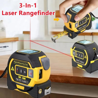 3-In-1 Laser Rangefinder Tape Measure with LCD Display Backlight Rangefinder Building Measurement Device, Christmas Gift