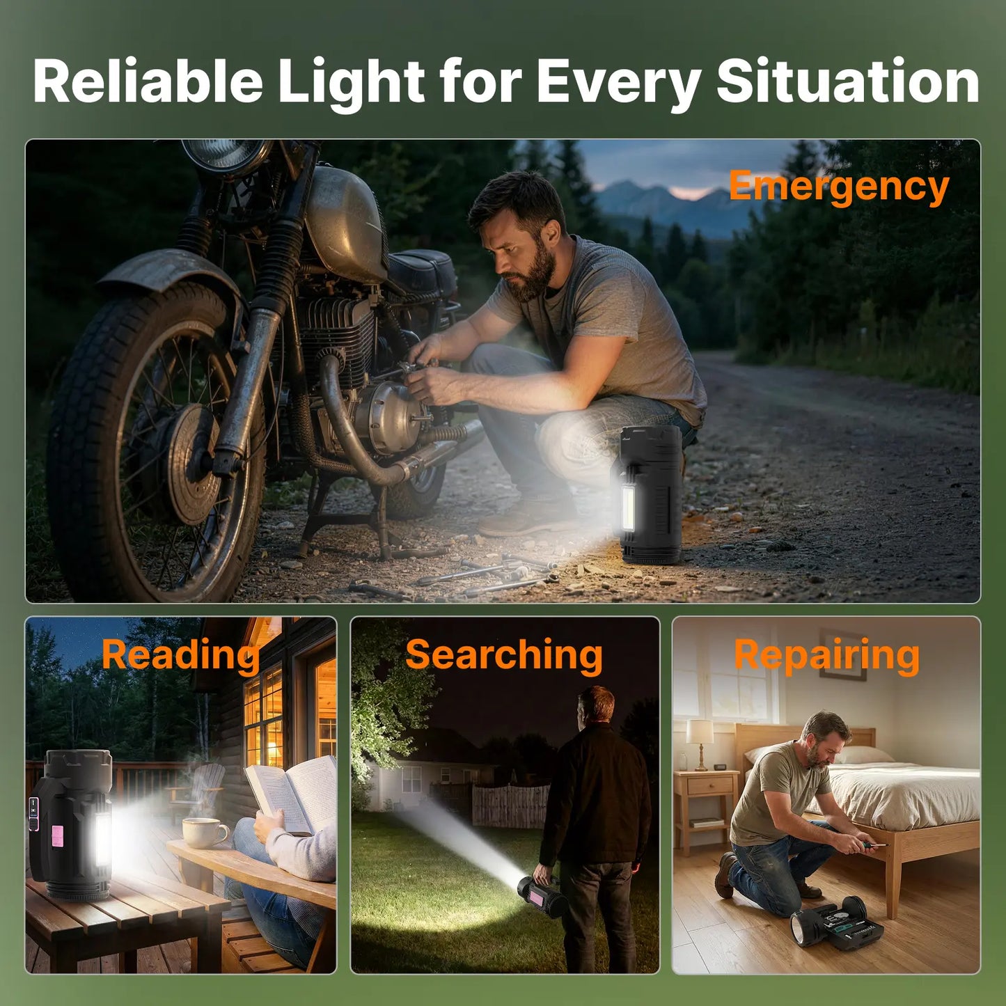 OGERY Rechargeable Flashlight, Multi-Tool Camping Lantern with 983LM, 9000 Mah Portable LED Camping Spotlight for Camping Emergency, Outdoor Hiking