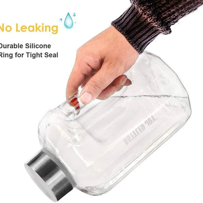 2.2L Petg Food Grade Large Capacity Shatter-Resistant Water Bottle, Portable Bucket for Outdoor Sports, Camping, Travel, Exercise Water Jug。Water Bottle with Time Marker / 2L Water Bottle / Gym Water Jug / Water Bottle with Handle。