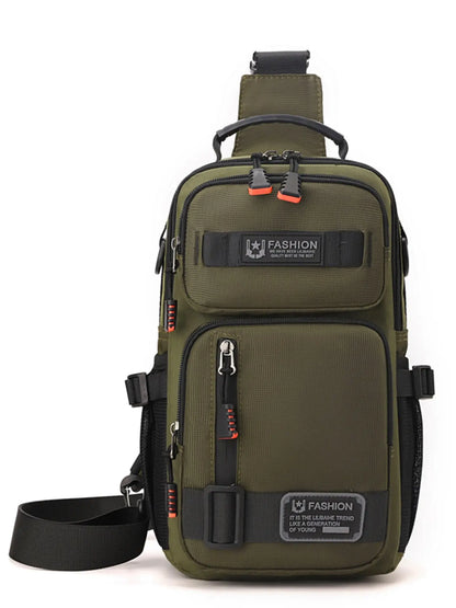 Men'S Large Capacity Multi-Pocket Chest Bag, Fashionable Single Shoulder Crossbody Pack, Lightweight Travel Sports Pouch for Daily Use