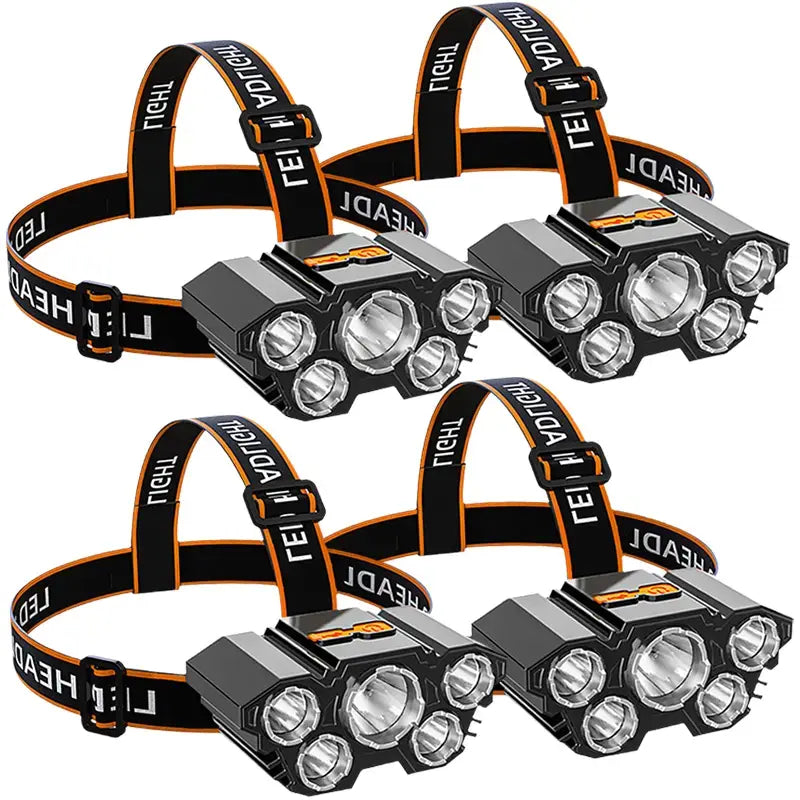 4 Pack Rechargeable LED Headlamp, 3 Modes Waterproof Head Light, Adjustable Bright Head Flashlight for Outdoor Camping, Hiking, Trekking, One for You One for Partner, or Keep One as Backup, Hands-Free Lightweight Gear for Trail, Tent Setup & Night Fishing