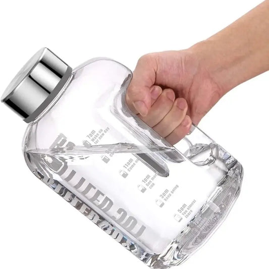 2.2L Petg Food Grade Large Capacity Shatter-Resistant Water Bottle, Portable Bucket for Outdoor Sports, Camping, Travel, Exercise Water Jug。Water Bottle with Time Marker / 2L Water Bottle / Gym Water Jug / Water Bottle with Handle。