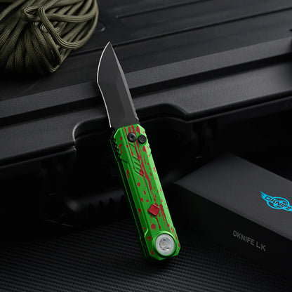 OKNIFE LK 2-In-1 Pocket Knife & EDC Gear - M390 Blade, USB-C Rechargeable Flashlight, Compact Utility Tool for Home, Camping, Pocket Knives