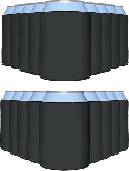25-Pack Charcoal Blank Can Cooler Sleeves - Customizable Insulated Foam Holders for 12oz and 16oz Cans