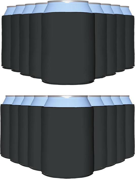 25-Pack Charcoal Blank Can Cooler Sleeves - Customizable Insulated Foam Holders for 12oz and 16oz Cans