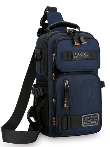Men'S Large Capacity Multi-Pocket Chest Bag, Fashionable Single Shoulder Crossbody Pack, Lightweight Travel Sports Pouch for Daily Use
