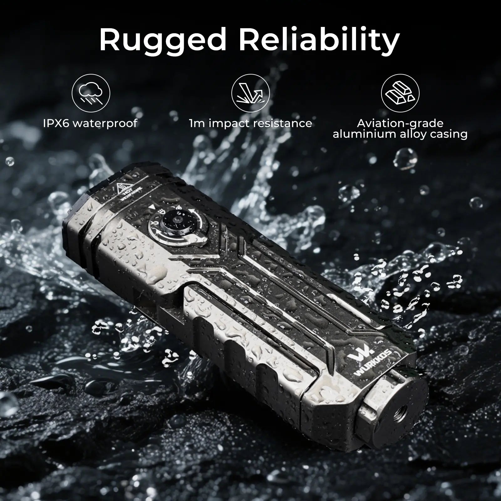Wurkkos HD02 LED Flashlight Magnetic Deformation 3200 Lumens 5000 Mah Rechargeable 3000K-6500K Four Light Sources Folding Wing Light/Spotlight/Uv Light/Green Light/Magnetic