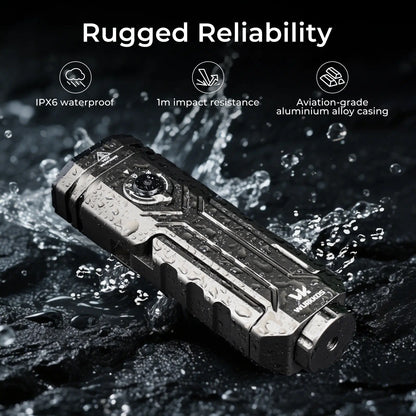 Wurkkos HD02 LED Flashlight Magnetic Deformation 3200 Lumens 5000 Mah Rechargeable 3000K-6500K Four Light Sources Folding Wing Light/Spotlight/Uv Light/Green Light/Magnetic