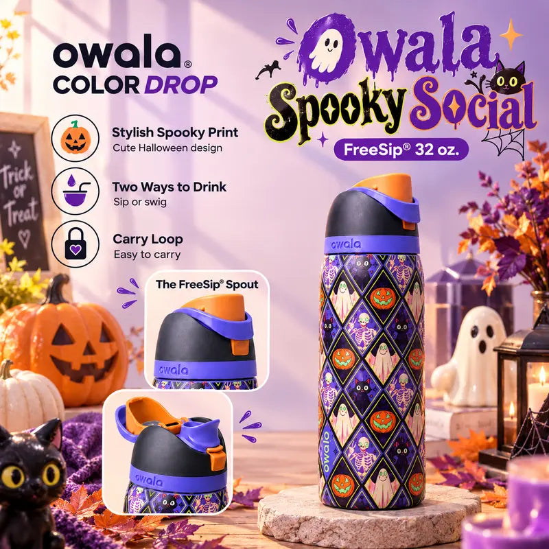 Spooktacular Owala FreeSip Water Bottle Collection – Perfect for Halloween Adventures!