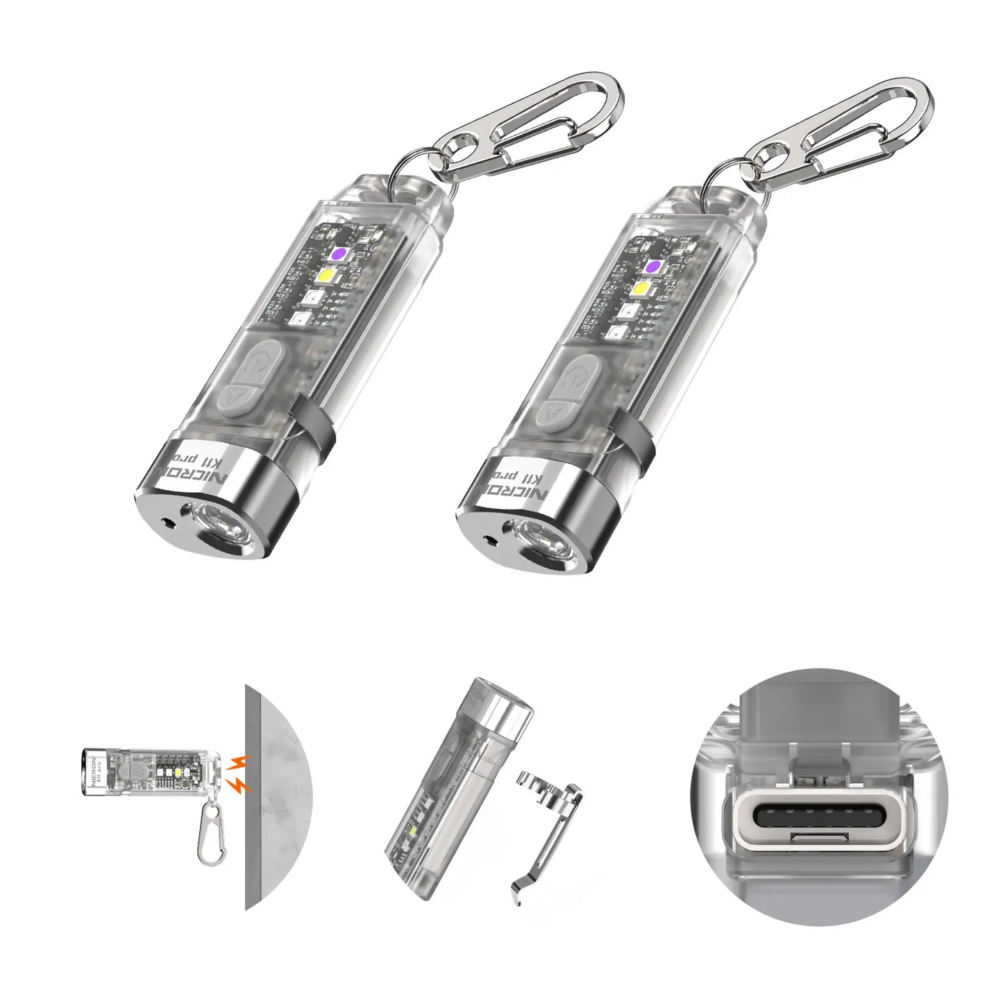 Summervibe Nicron K11 Pro Magnetic Keychain Flashlight, 550 Lumens RGB & UV Laser Light, 12H Runtime, 82M Beam, IPX4 Waterproof Rechargeable EDC Light for Outdoor Camping Emergency Use