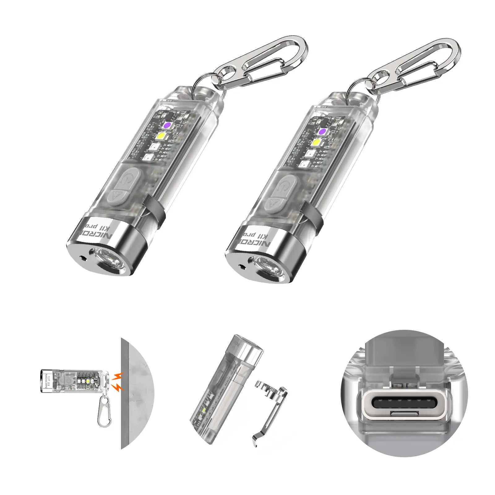 Summervibe Nicron K11 Pro Magnetic Keychain Flashlight, 550 Lumens RGB & UV Laser Light, 12H Runtime, 82M Beam, IPX4 Waterproof Rechargeable EDC Light for Outdoor Camping Emergency Use