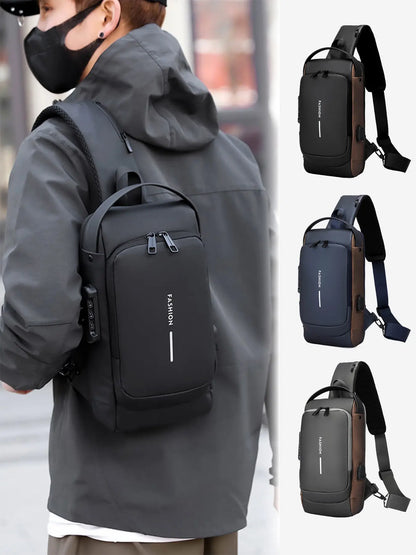 Men'S Large Capacity Multi-Pocket Chest Bag, Fashionable Single Shoulder Crossbody Pack, Lightweight Travel Sports Pouch for Daily Use